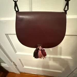 Rebecca Minkoff Burgundy Leather Crossbody Bag with Tassel